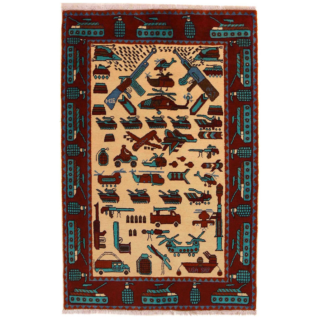 Traditional War Weapons Carpet 5.1x3.3 ft