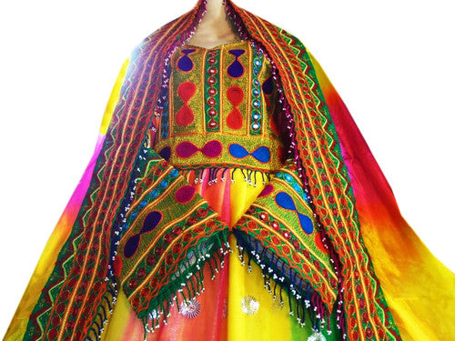 Wedding Event Afghan Dress Beautiful Kuchi Bridal Frock Hand Embroidered Costume