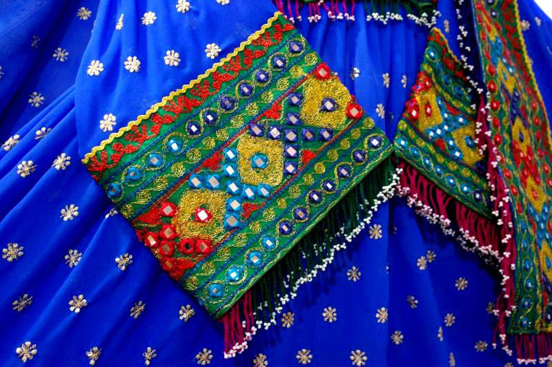 afghan dress sleeves close up