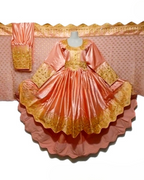afghan fashion dress in peach color high low design