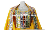 Buy Afghan Fashion Dress In Yellow Color Mirrors Work Persian Pashtun Bridal Frock