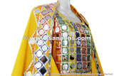 Buy Afghan Fashion Dress In Yellow Color Mirrors Work Persian Pashtun Bridal Frock