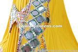 Buy Afghan Fashion Dress In Yellow Color Mirrors Work Persian Pashtun Bridal Frock