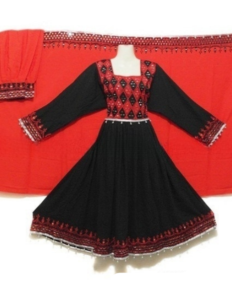 afghan dress in black and red color