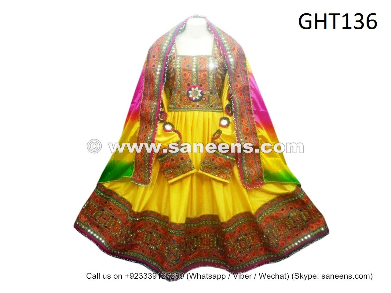 afghan dress in yellow color