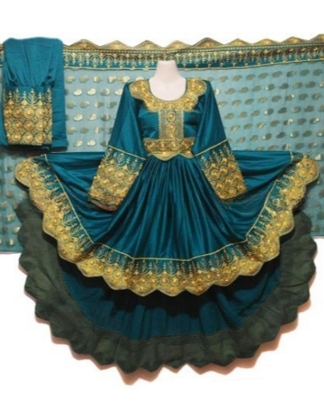 afghan dress in sea green color