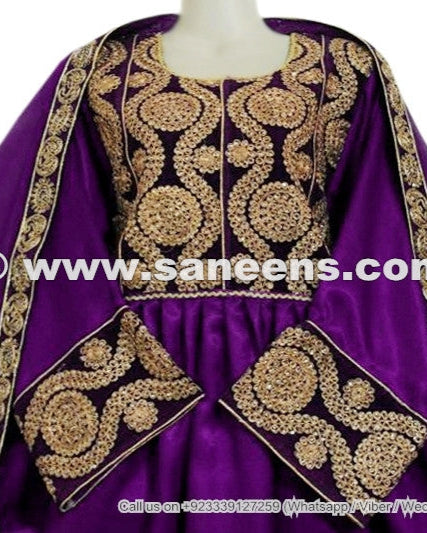 muslim afghan pashtun dress frock with embroidered lace