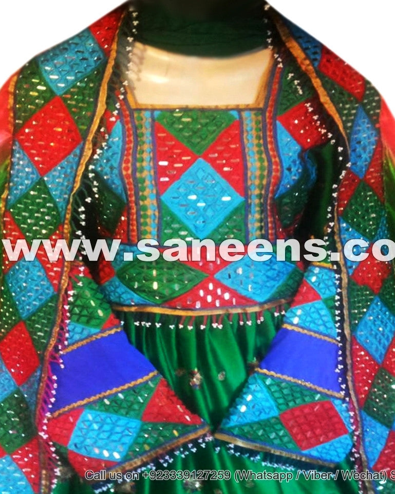 traditional pashtun frock with mirrors work