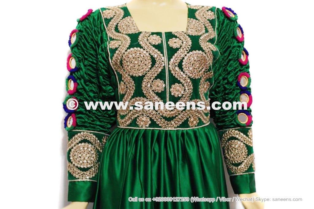 persian ladies green color lace work frocks