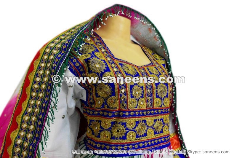 traditional pashtun nikah night long dresses frocks with mirrors embroidery work