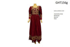 Buy Afghan Bridal Stylish Dress Gown In Burgundy Color Pashtun Persian Frock Clothes
