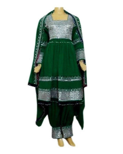 afghan dress in green color