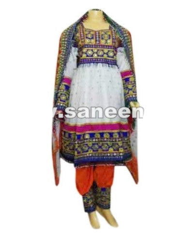 afghan dress in white color