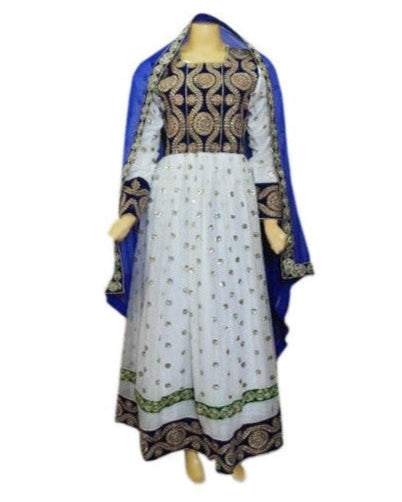 afghan fashion gown in white color