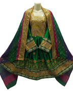 afghan kuchi pashtun bridal clothes in green color