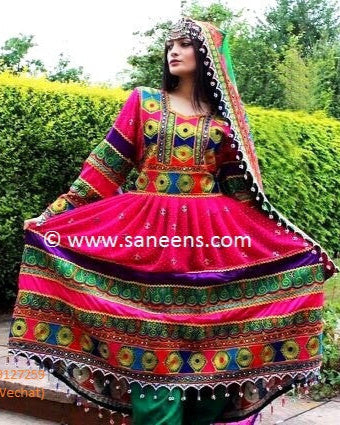 Afghan Traditional Hand Embroidered Bridal Dress