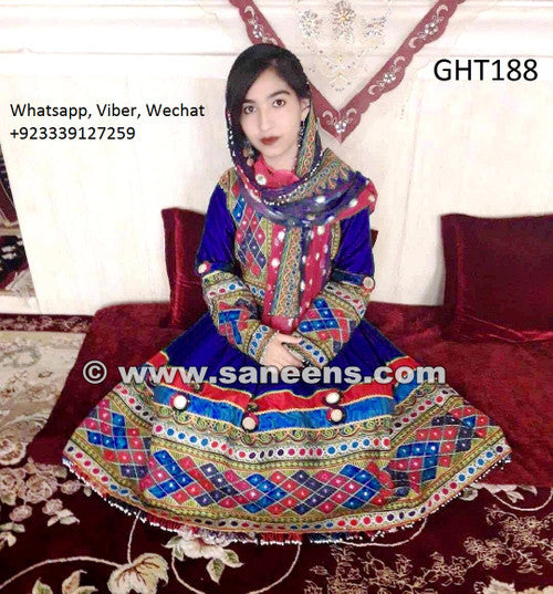 Afghani Dress Afghan Fashion Clothes In Blue Color