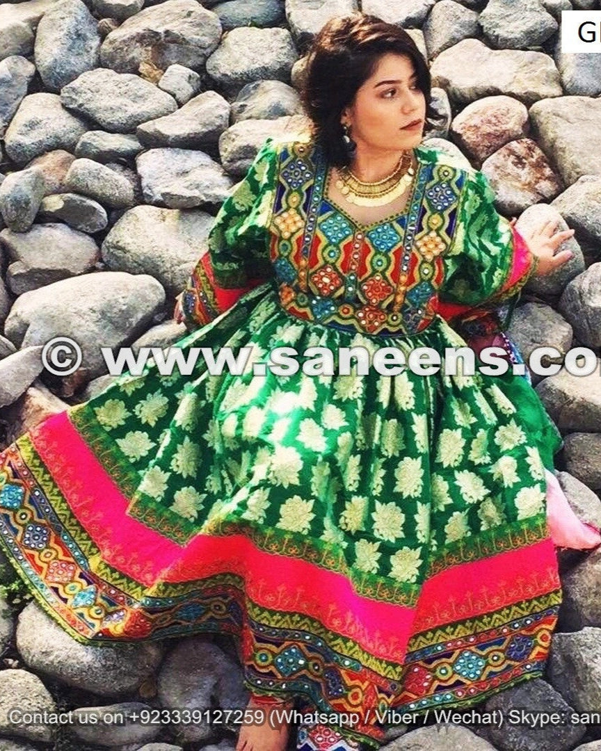 Afghan Traditional Banarasi Fabric Bridal Dress