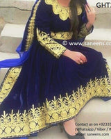 Afghan Traditional Hand Embroidered Velvet Fabric Dress