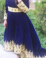 Afghan Traditional Hand Embroidered Velvet Fabric Dress