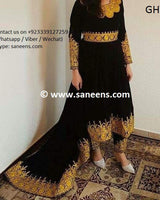 Afghan Traditional Hand Embroidered Velvet Fabric Bridal Dress