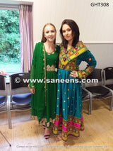 Muslimah Fashion Afghan Clothes In Green Color Fancy Embroidery Work