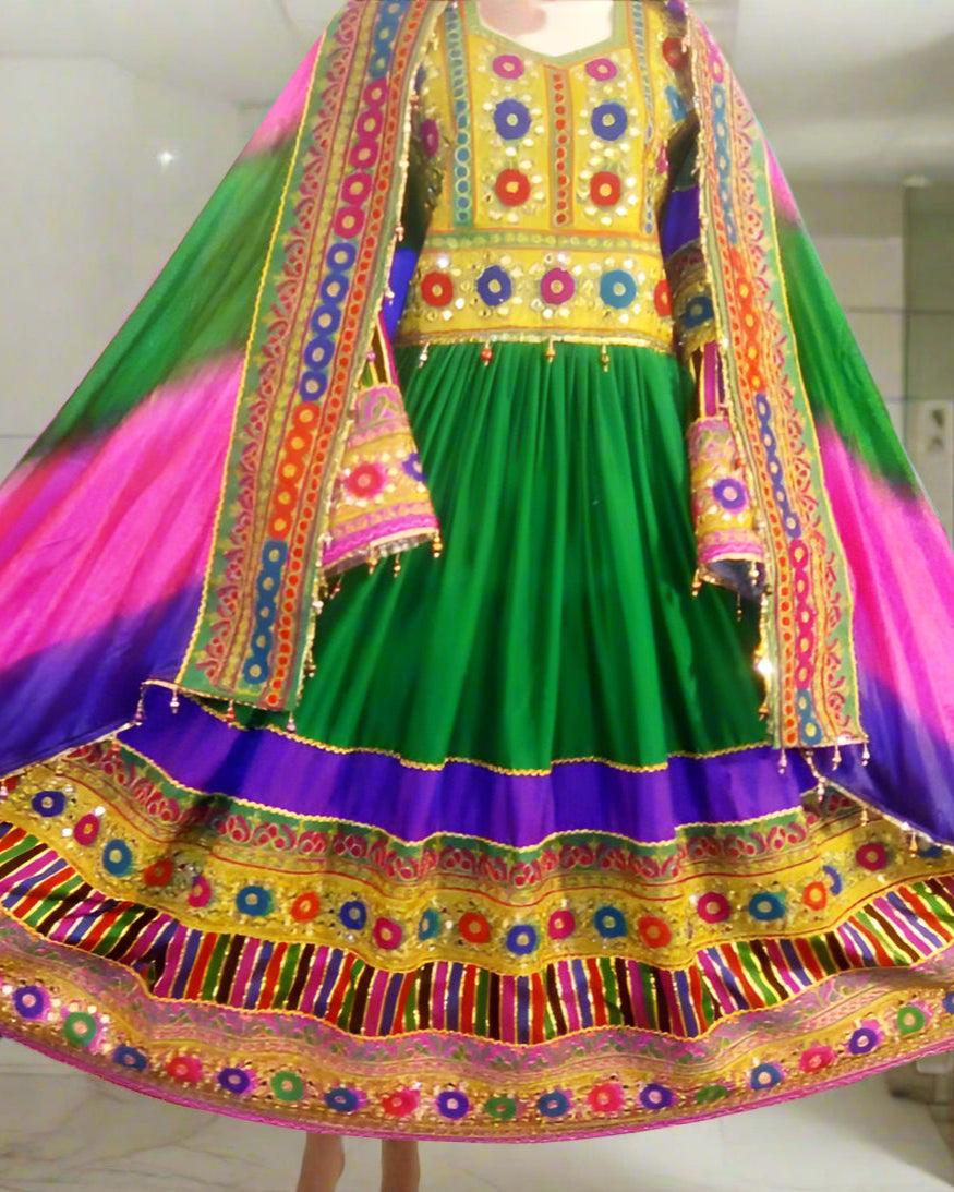 Afghan Mirrors Work Bridal Dress