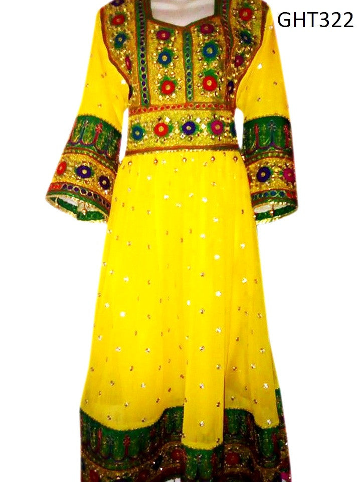 Afghan Clothes In Yellow Color 3 Piece Afghani Dress