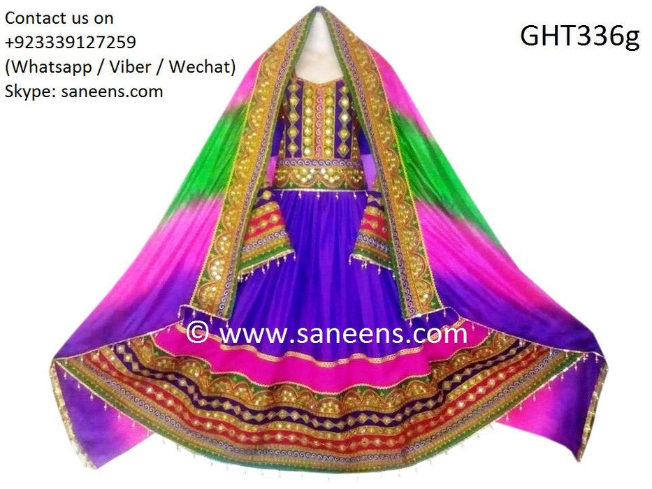 afghan clothes, afghani dress in blue color