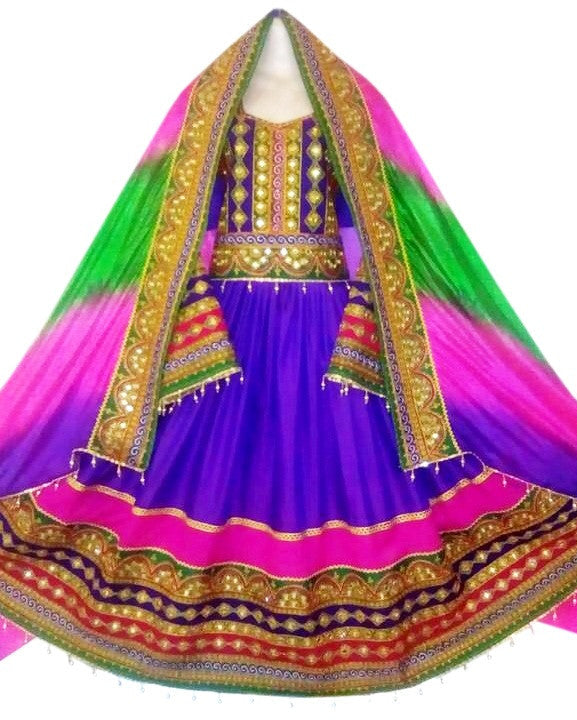 afghan clothes, afghani dress in blue color