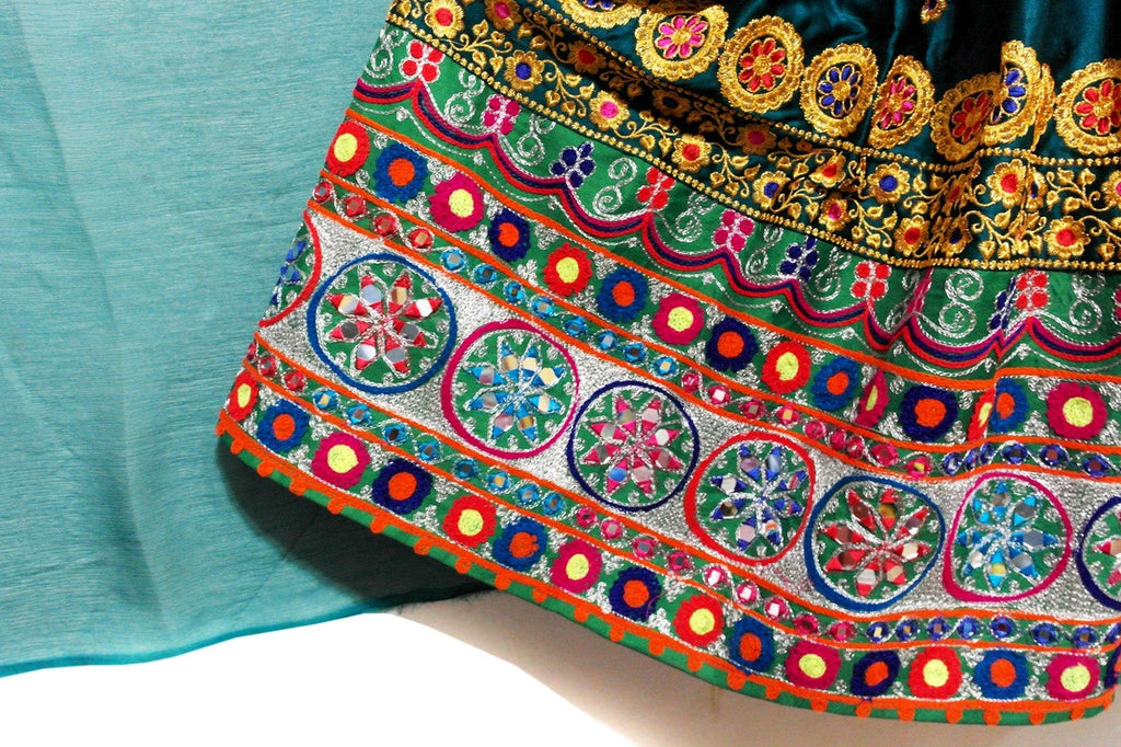 afghani dress with lot of mirrors work