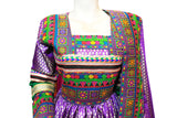 Afghani Dress In Purple Color With Handmade Embroidery Work