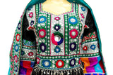Afghan Traditional Clothes In Black Color With Waist Belt And Mirrors Work