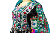 Afghan Traditional Clothes In Black Color With Waist Belt And Mirrors Work