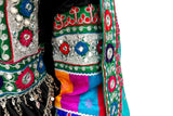 Afghan Traditional Clothes In Black Color With Waist Belt And Mirrors Work