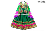 Afghan Mirror Work Green Gown Traditional Afghan Dress