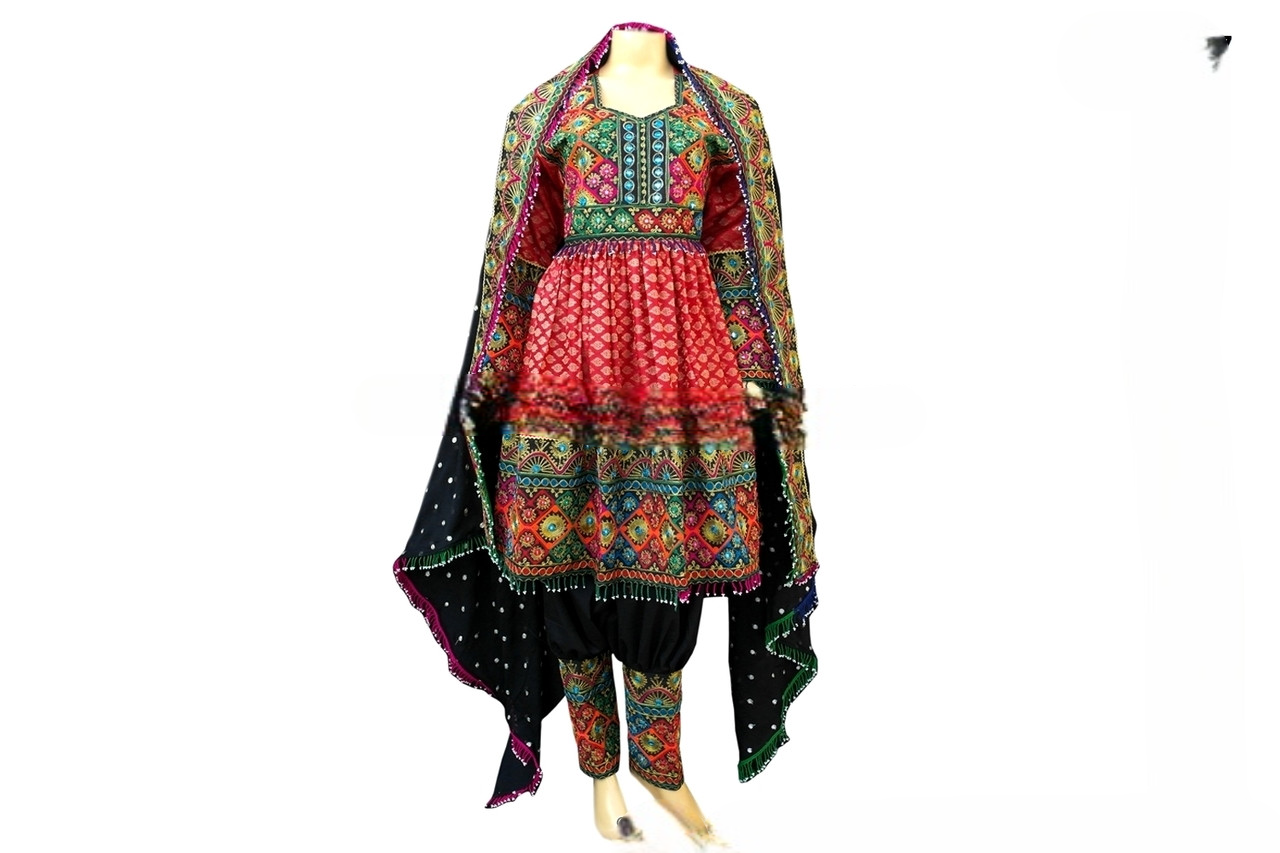 Afghan Traditional Dress In Red Color Muslim Wedding Dress