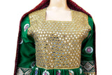 Afghan Wear In Green Color With Mirrors Work And Lace Afghan Clothing