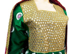 Afghan Wear In Green Color With Mirrors Work And Lace Afghan Clothing