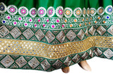 Afghan Wear In Green Color With Mirrors Work And Lace Afghan Clothing