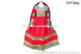 Islamic Clothing Afghani Dress In Red Color With Tiny Mirrors Work