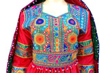 Islamic Clothing Afghani Dress In Red Color With Tiny Mirrors Work