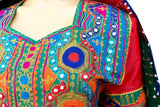 Islamic Clothing Afghani Dress In Red Color With Tiny Mirrors Work