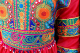 Islamic Clothing Afghani Dress In Red Color With Tiny Mirrors Work