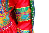Islamic Clothing Afghani Dress In Red Color With Tiny Mirrors Work