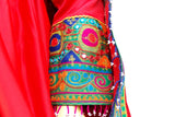Islamic Clothing Afghani Dress In Red Color With Tiny Mirrors Work