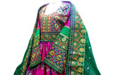 Afghan Wear Pashtun Bridal Dress In Pink And Green Color