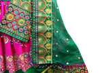 Afghan Wear Pashtun Bridal Dress In Pink And Green Color