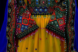 Traditional Afghan Pathan Girl Bridal Frock In Yellow Color