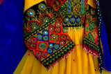 Traditional Afghan Pathan Girl Bridal Frock In Yellow Color